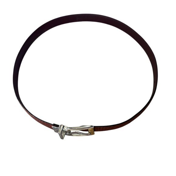 Lauren Ralph Lauren women\'s brown leather alligator embossed belt